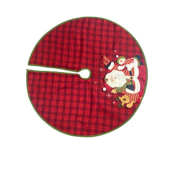Dan Dee Christmas Tree Skirt Red With 2-D Santa Scene 47 Inches Diameter - Picture 6 of 8